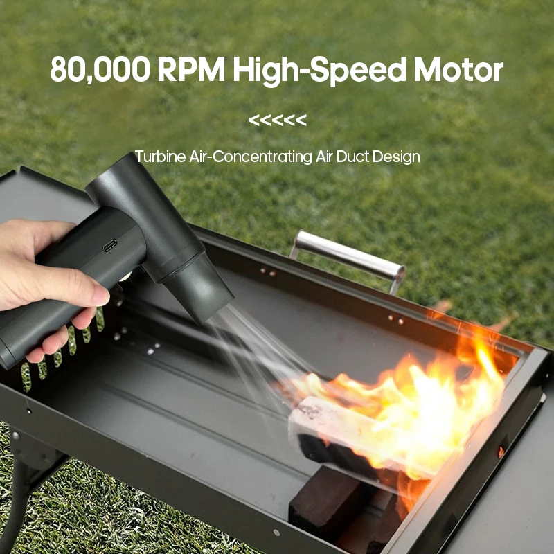 KINSCOTER Portable Violent Blower Mini Turbo Jet Fan 100 Gear Wind Speeds Adjustable 80000 RPM High-Speed Brushless Motor Fan