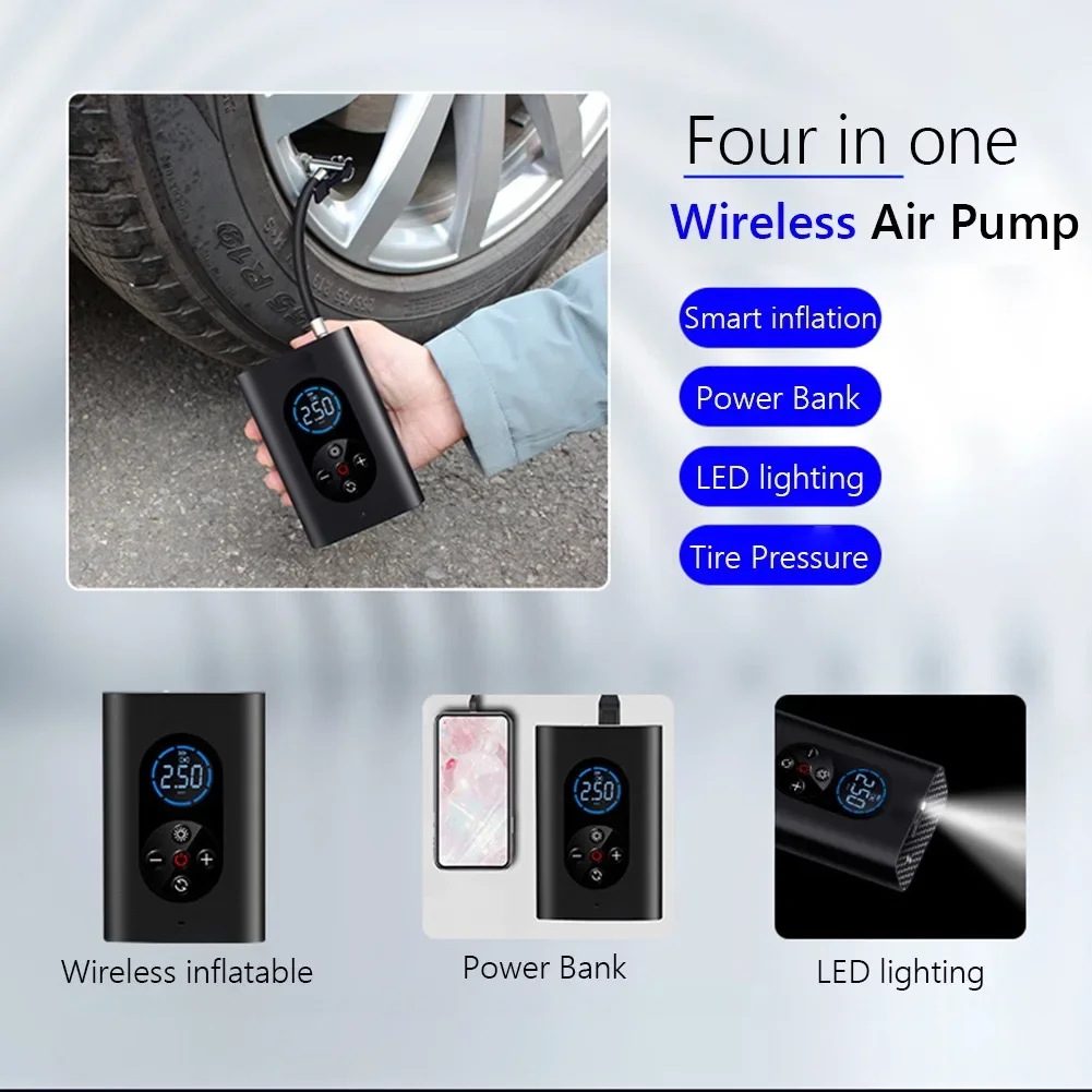 Wireless 150Psi Car Tire Inflator Portable Car Inflatable Pump Air Compressor for Auto Car Ball Motorcycle HD Digital Screen