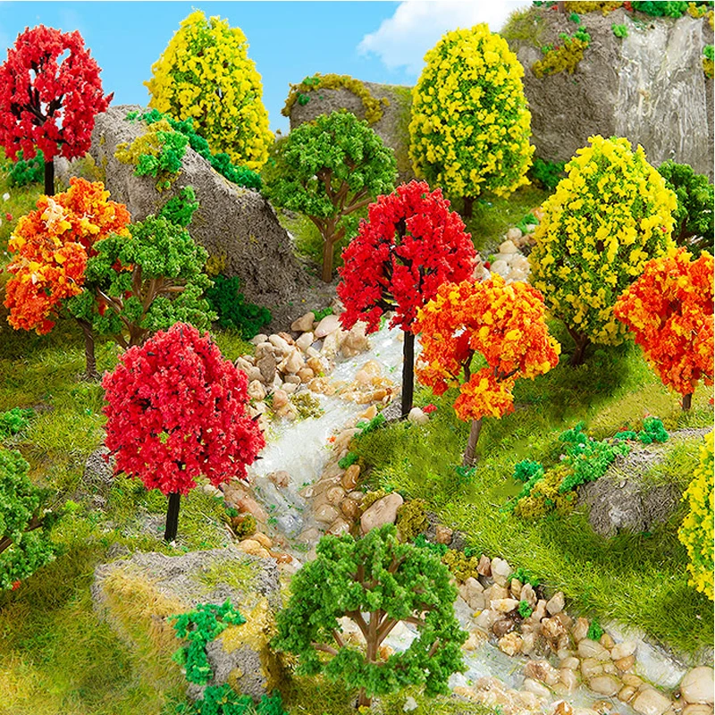 HO Scale Flocked Model Trees Durable Realistic Miniature Trees for Model Railway Diorama Wargame Fairy Garden Sand Table Decor