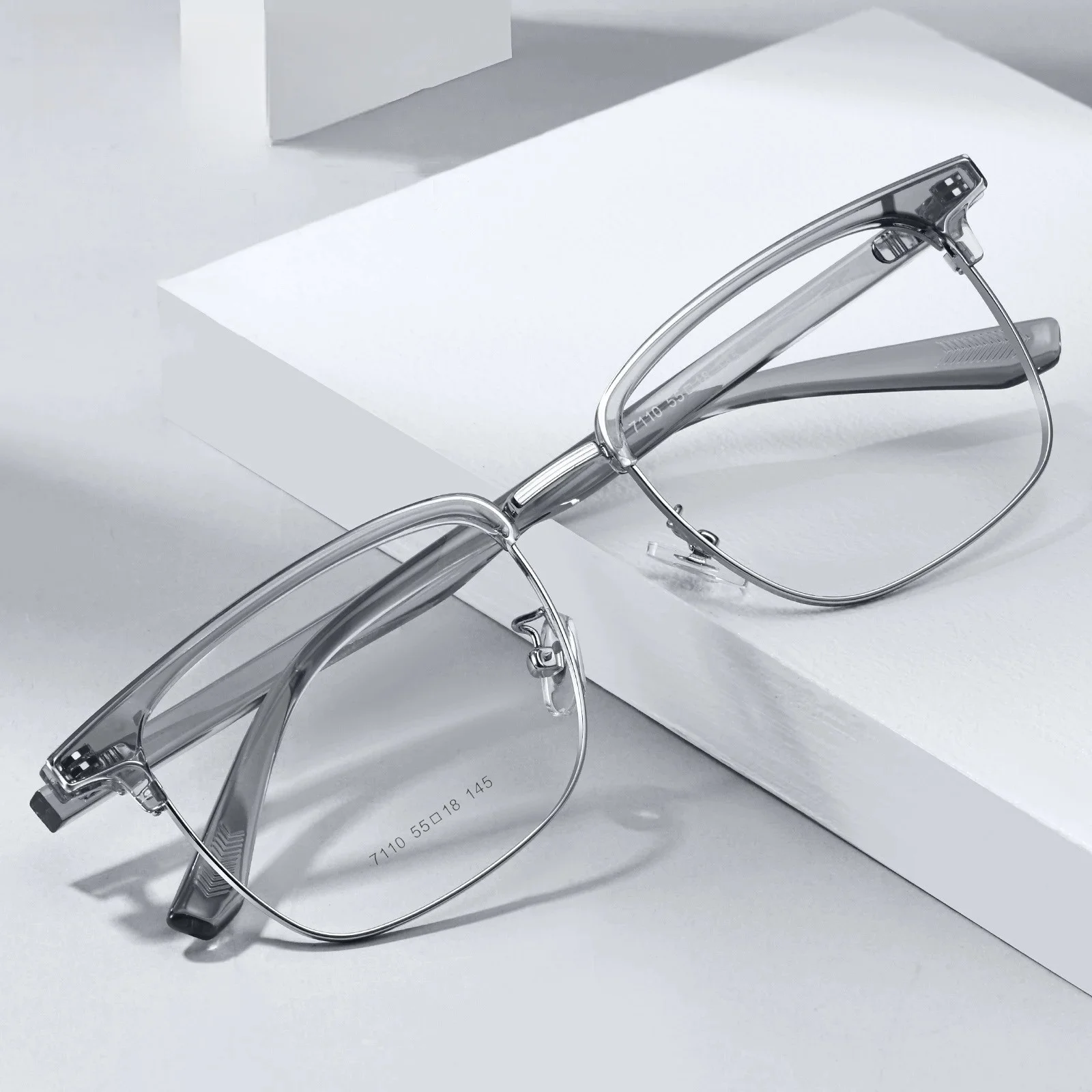 Men's Business Anti-blue Light Alloy Square Reading Glasses Custom Prescription Available