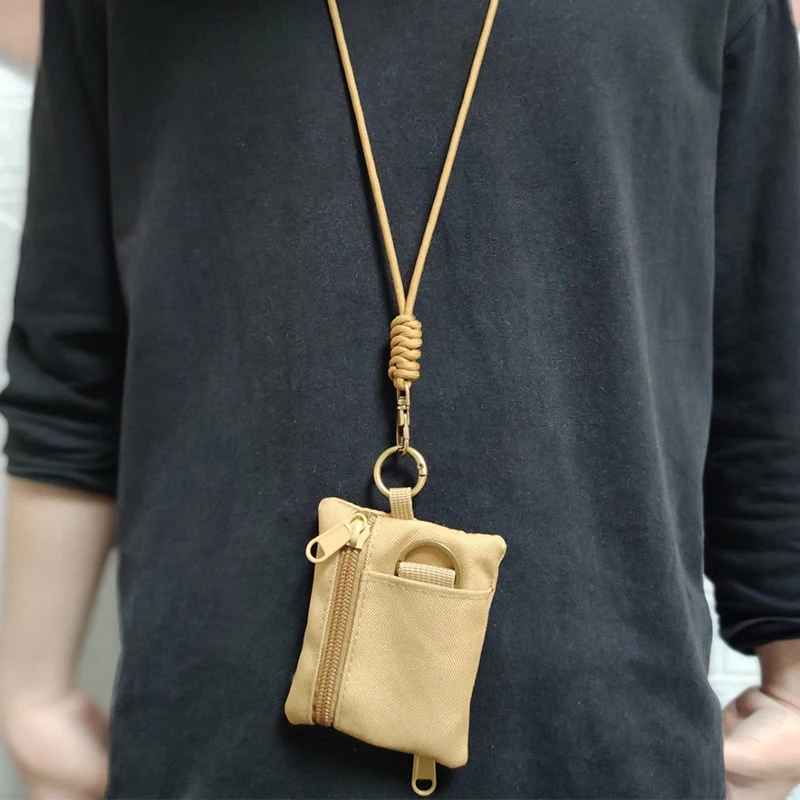 Mini Casual Halsband-Münzbörse Kartenhalter Reißverschlusstasche für Männer und Frauen Schlüsseltasche Kleine Tasche Kopfhörerhülle mit Lanyard – Detail 2