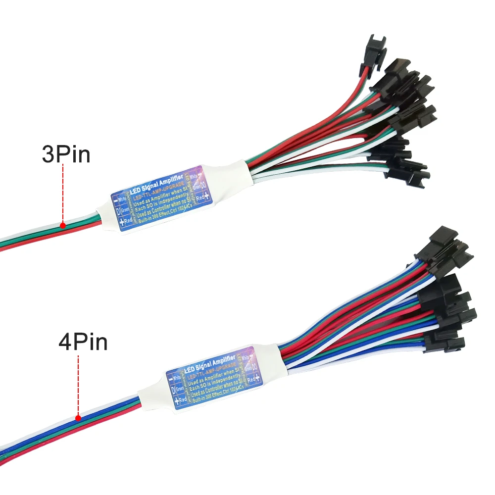 New 2 In 1 LED Signal Amplifier Controller 5V-24V For RGBIC Addressable LED Strip Light 1 To 2/4/8 WS2811 WS2812 WS2813 WS2815