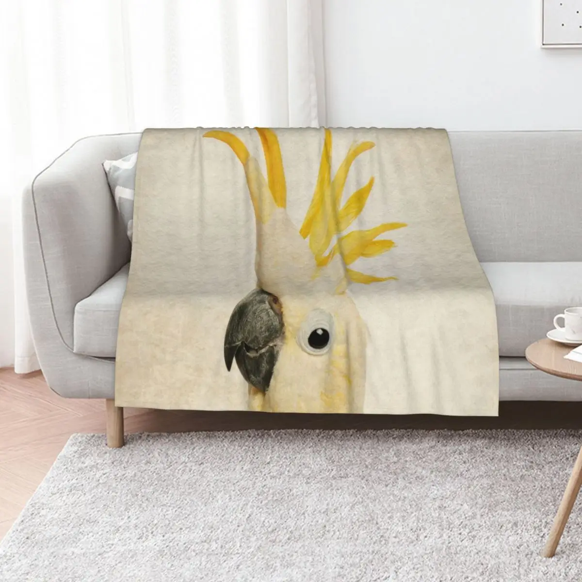 

Sulphur Crested Cockatoo, Exotic Bird Portrait Art Throw Blanket Hairys wednesday Summer Bed Blankets