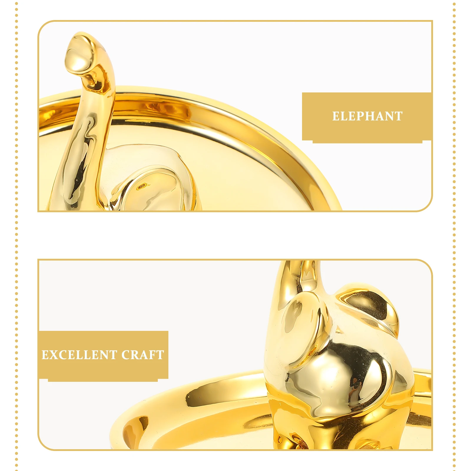 

Golden Elephant Ceramic Jewelry Dish Exquisite Craft Waterproof Decorative Tray for Rings Necklaces Earrings Home Display