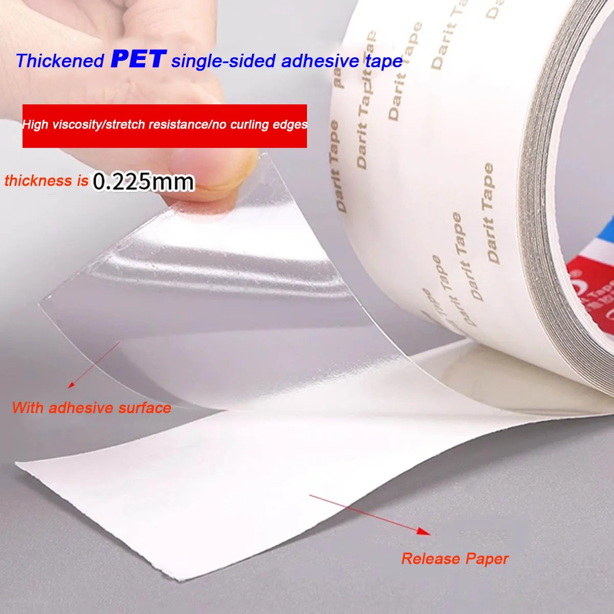 

Transparent Thickened And Hardened PET Single-Sided Adhesive Seamless Film Tape, 5 Meters Long