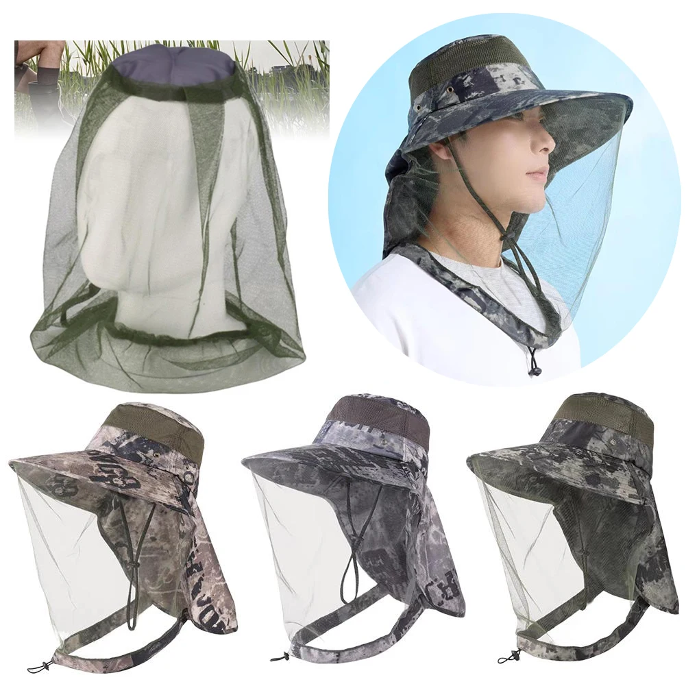 Beekeeping Protective Bee Hat, Camouflage Mesh Face Hat, Anti-Mosquito Shawl, Outdoor Fishing Hat Accessories