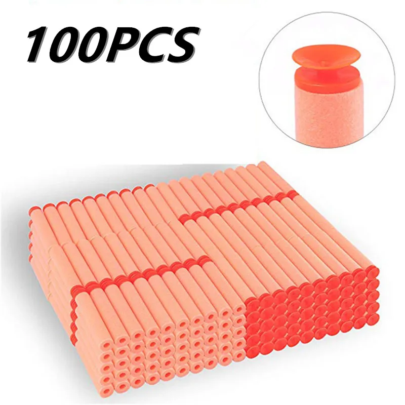 100PCS Soft Bullets Suction/Hollow Hole /Solid /Spiral Foam Rotating Refill Darts For Nerf Toy Guns Series Blasters Kid Gifts