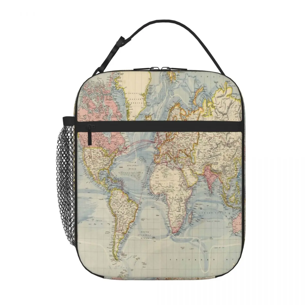 Blue Vintage Historical World Map Lunch Tote Lunchbox Insulation Bags Small Thermal Bag