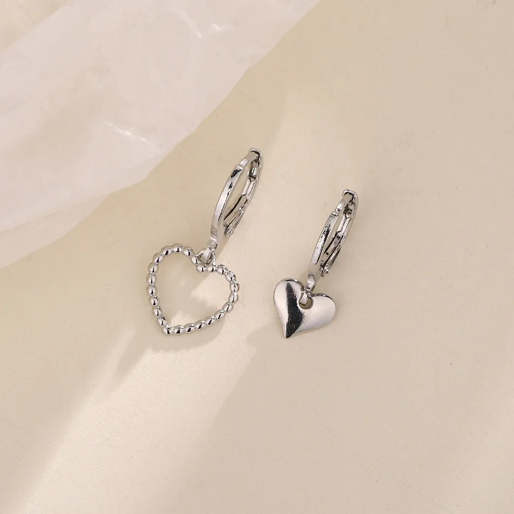 Asymmetrische Herz-Ohrstecker aus 925er-Sterlingsilber für Damen, luxuriöser Designer-Schmuck, Großhandel, Accessoires, verhindern Allergien