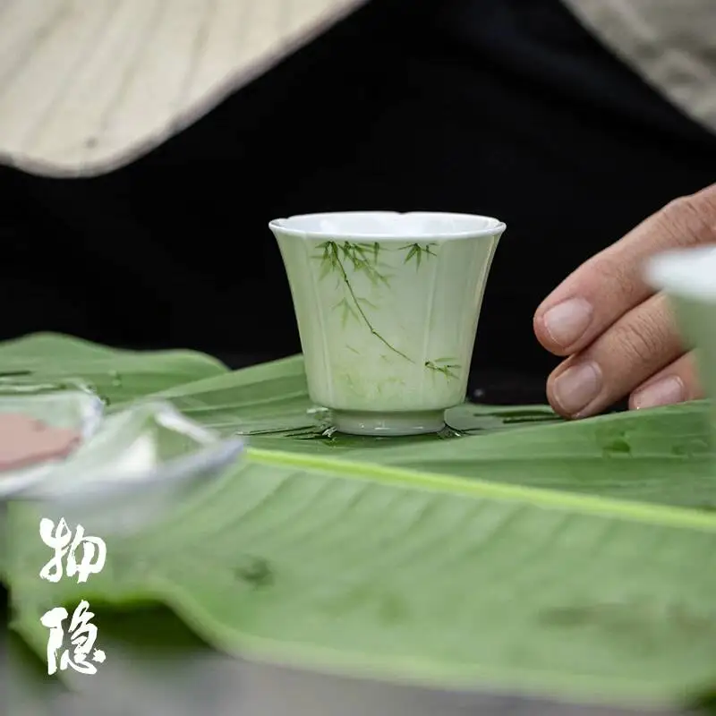 Wuyintang xiaochangcui Hand Painted Bamboo Kung Fu Set Household Tea Drinking Ceramic Single Cup Small Size