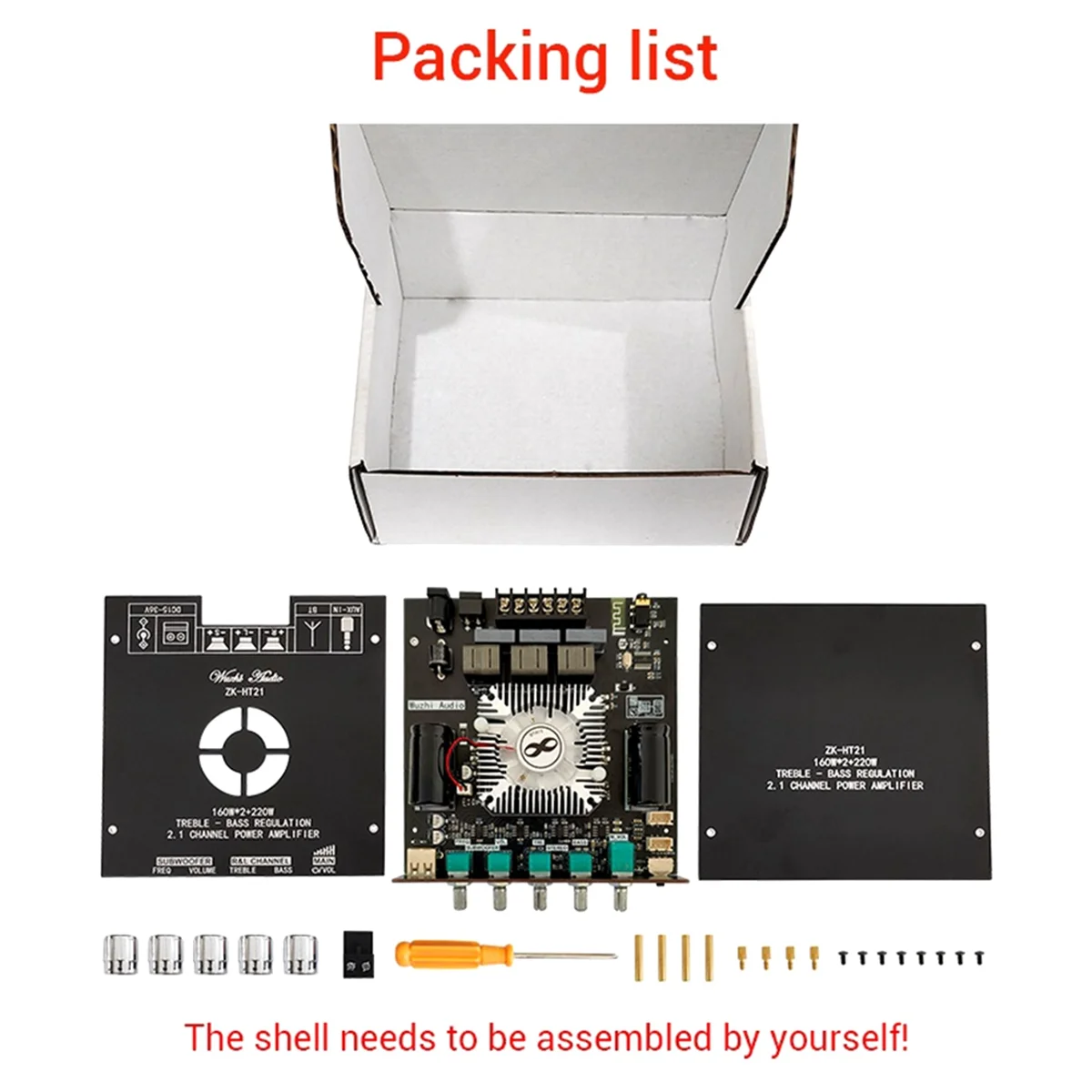 M86K -HT21 2G HIFI Bluetooth 2.1 Channel Power Audio Stereo Subwoofer Amplifier Board 160Wx2+220W TREBLE Bass TDA7498E A