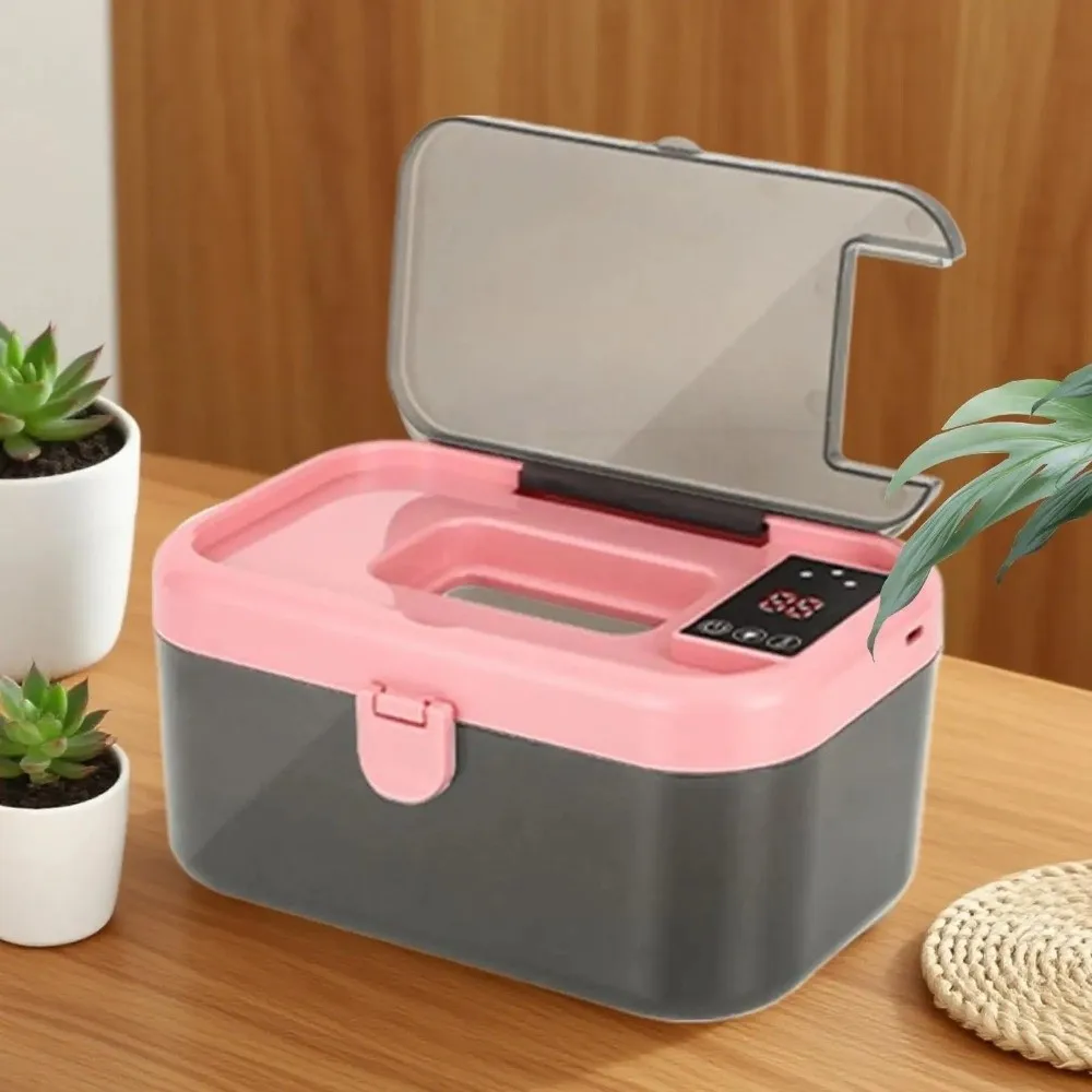 Quick Heating Baby Wipe Warmer Case 3-Step Temperature Small Car Napkin Heating Box USB Charging Digital Display