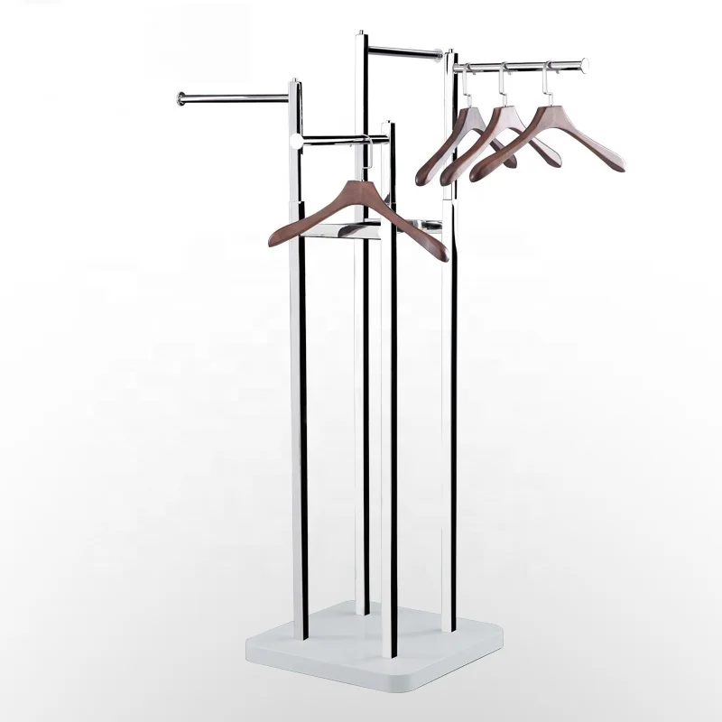 customized.Heavy Duty 4 Way Rack Adjustable Arms Square Tubing Clothing Rack Clothing Store Display