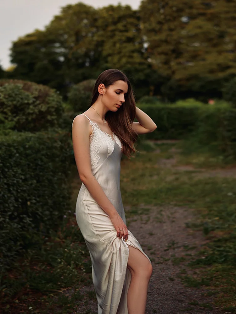 فساتين نسائية أنيقة ومثيرة بأشرطة من الدانتيل فساتين طويلة موضة رائعة كلاسيكية بقصة ضيقة كل موسم جديد للحفلات الليلية فساتين ناعمة