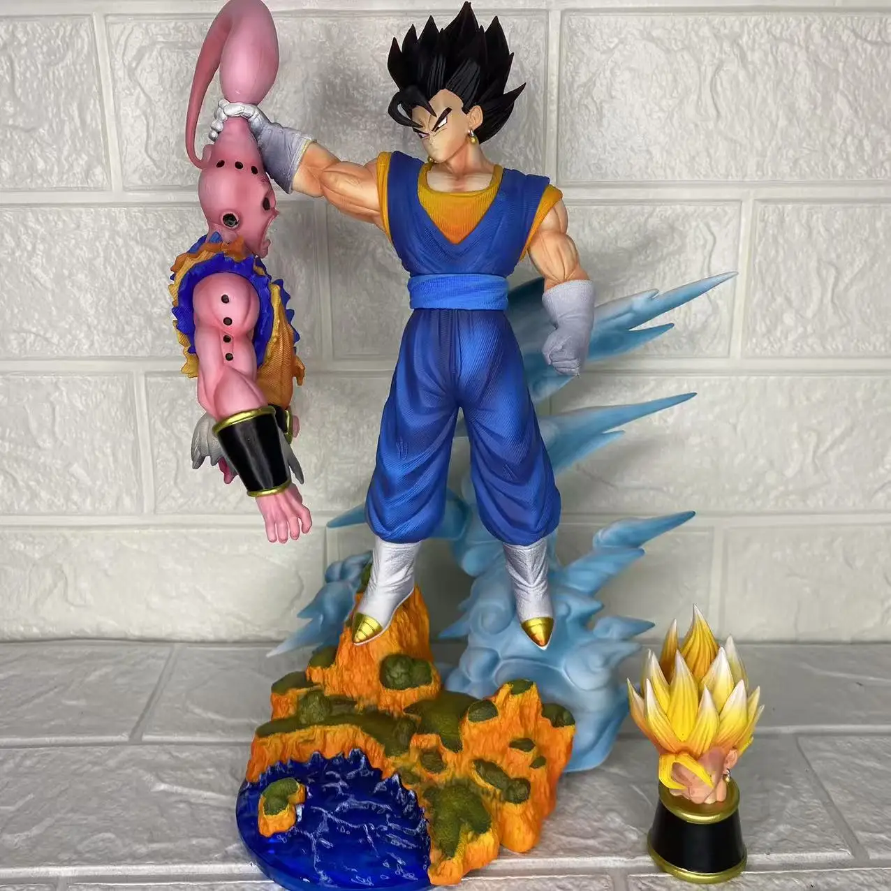 

Аниме Dragon Ball Z Super Saiyan Vegetto VS Majin Buu Battle Ver. Фигурка из ПВХ, коллекционная модель статуи, детские игрушки, куклы, подарки
