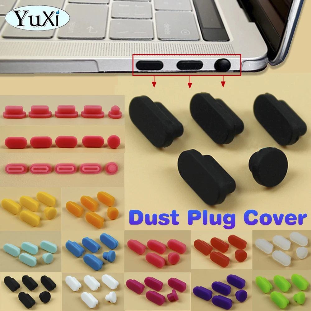 1Set Dust Plug USB Ports Cover for Macbook New Air 13/Pro16/15 13 Pro Touch Bar Silicon Anti-Dust Plug Cover Cap Colorful Kit