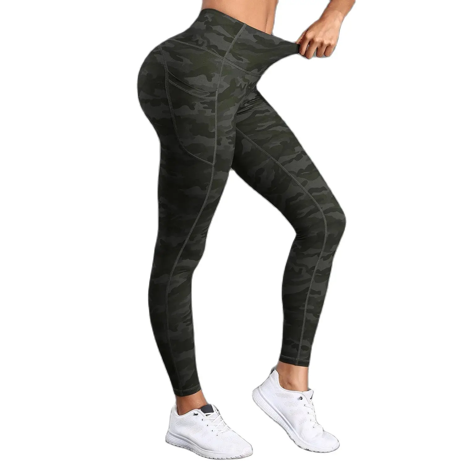 Women Digital Printing Sports Leggings with Pockets High Waist Butt Lifting Yoga Pants Gym Fitness Tight Casual Wear