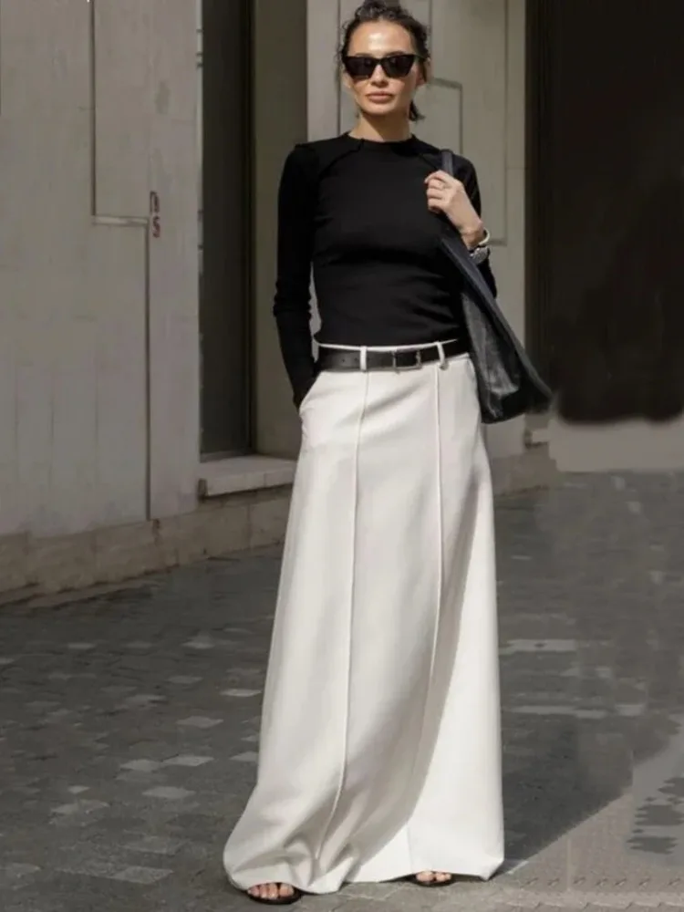 UOOZEE Office Lady Formal Solid Color H-line Skirts 2026 New Spring Summer High Waist Casual Elegant Long Skirt For Women