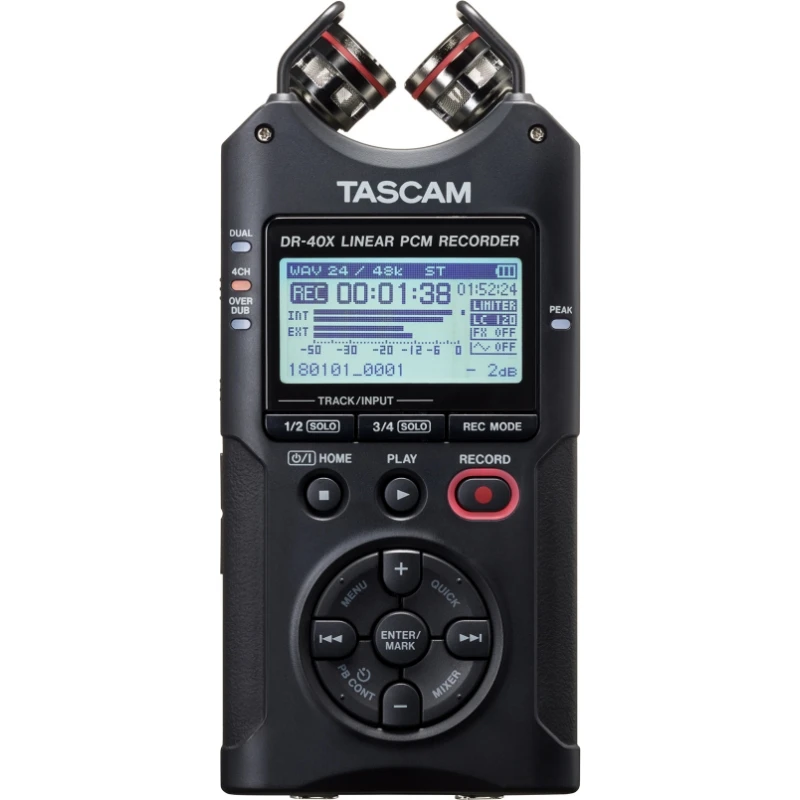 TASCAM DR40X DR-40X portable versatile four track digital audio recorder pen interview recorder USB audio interface