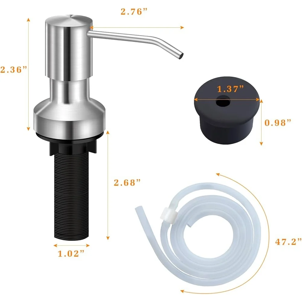 المدمج في موزع الصابون بالوعة 47in تمديد أنبوب عدة دائم الصدأ برهان الفولاذ المقاوم للصدأ سهلة التركيب مكافحة تسرب الملحقات
