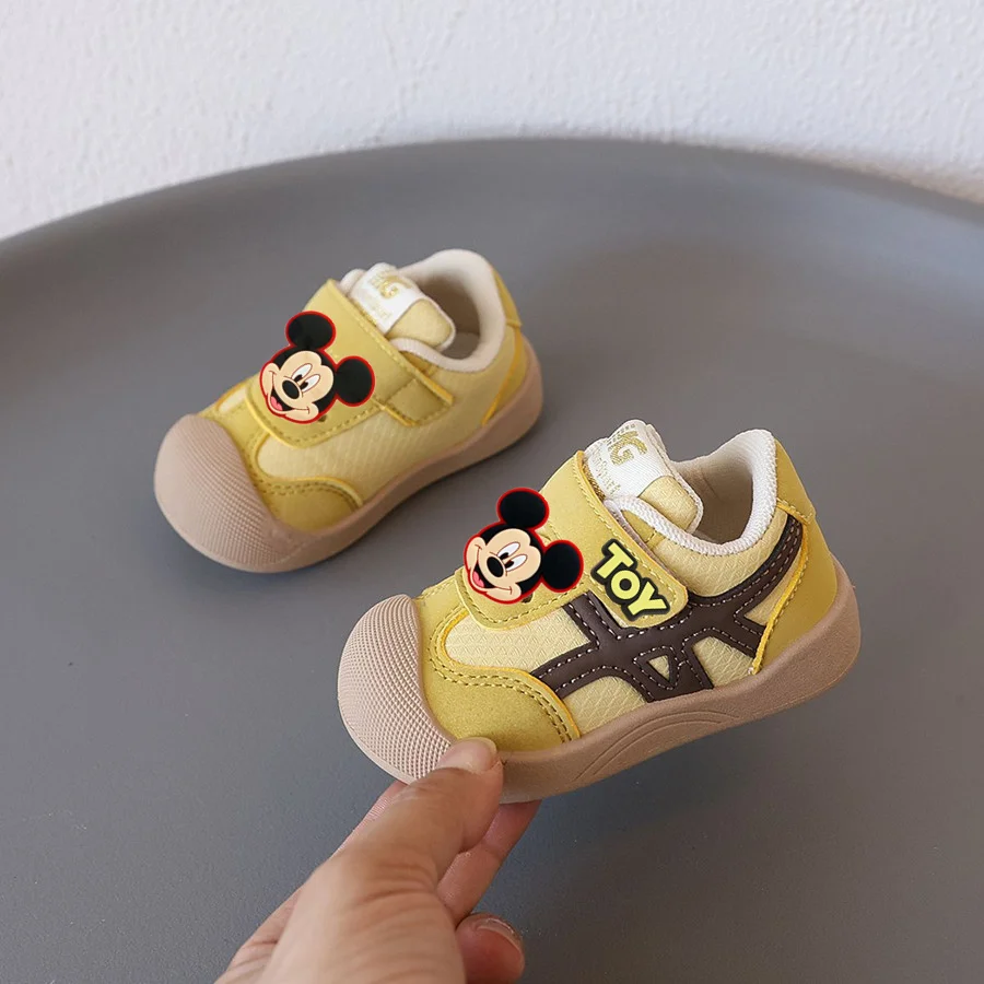 

Весенне-осенние кроссовки на мягкой подошве со стежком и Микки Маусом, новая детская повседневная обувь, обувь для мальчиков и девочек, модная детская обувь для доски