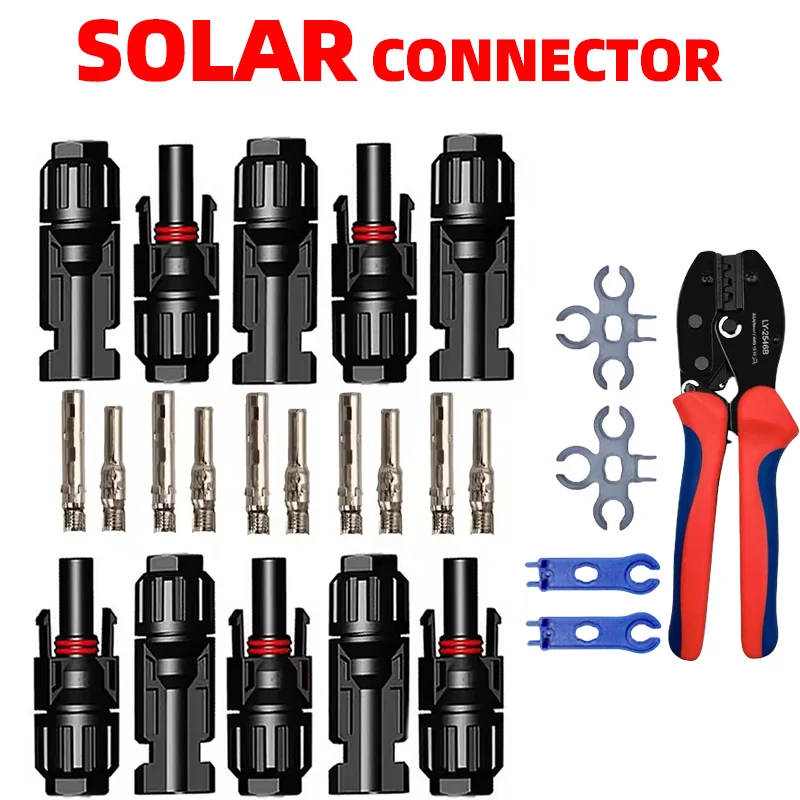 10-600Pcs MC4 Compatible Solar Panel Connector Male Female PV Plug 1000V 30A Waterproof Crimp Terminal Kit for 2.5/4/6mm² Cable