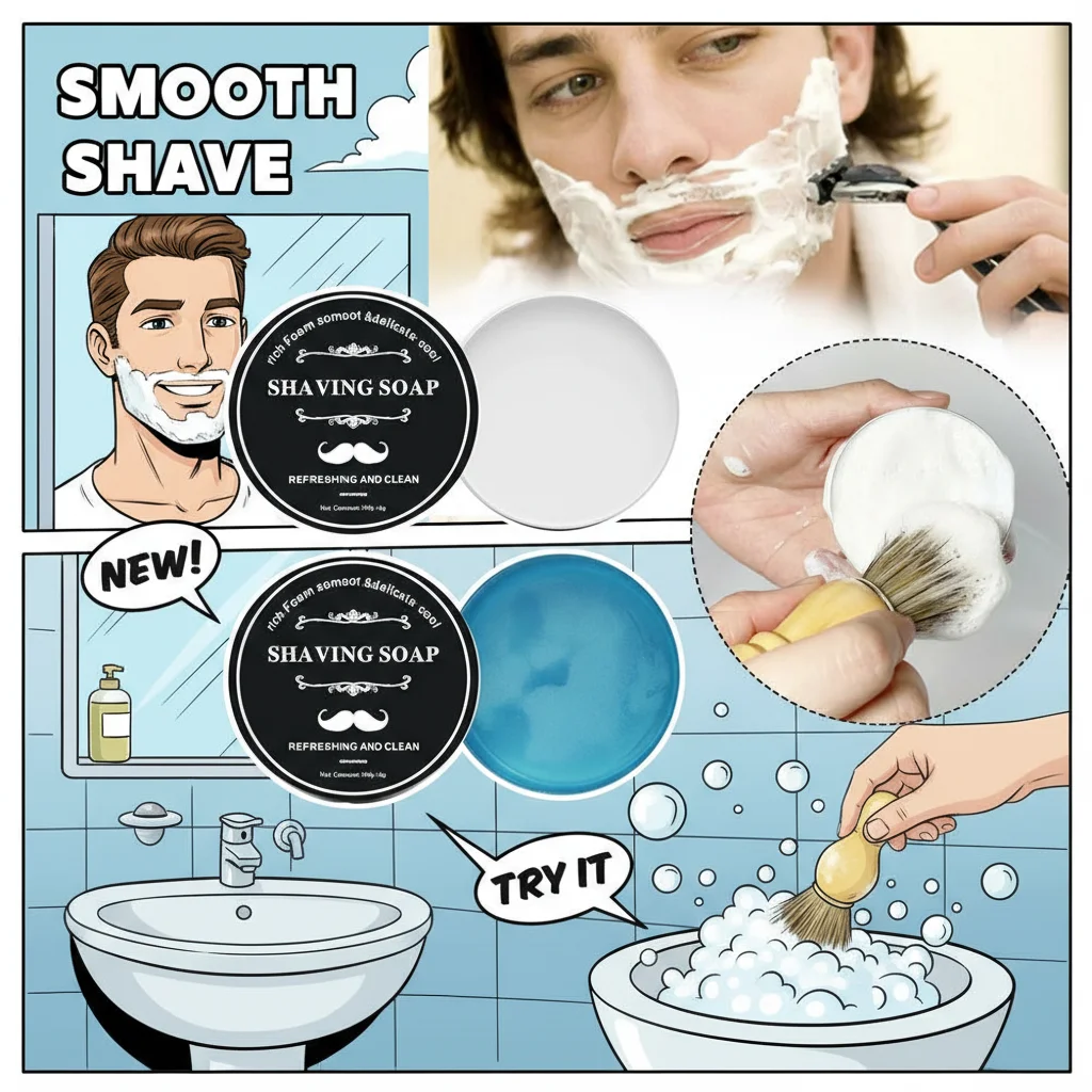 Handmade Ear Shaving Soap Bar for Men Smooth Texture Organic Foam Shaving Cream Face Freshness & Cleanliness Maintainer