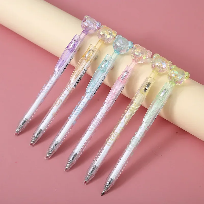 

24PCS Craft Pen Water-based Pen Korean Crystal Diamond Bear Press Neutral Pen Examination Signature Penpen B