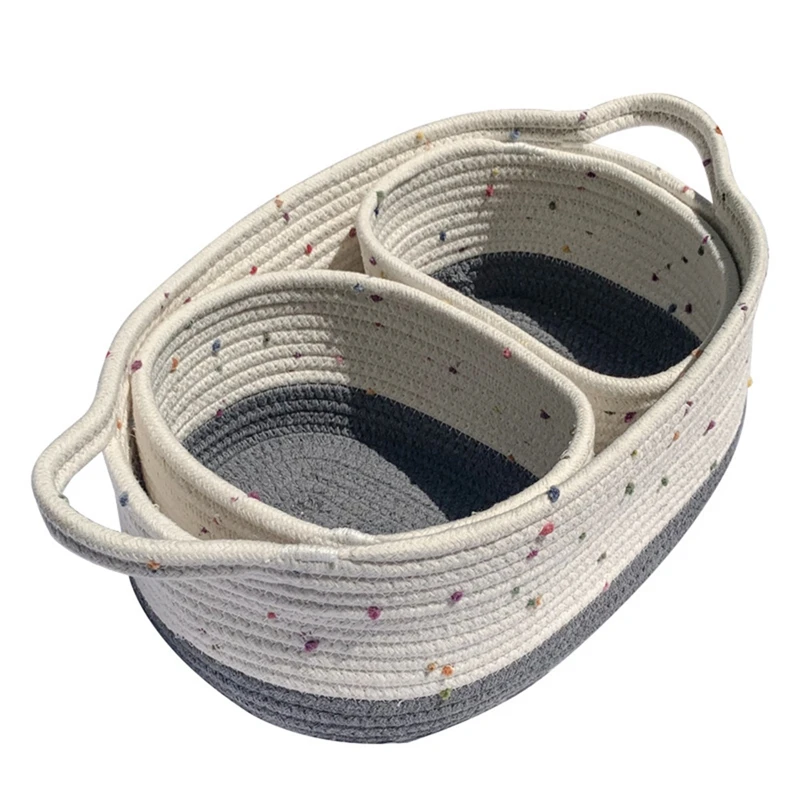 

3Pcs Simple Desktop Cotton Rope Snack Storage Basket Sundries Woven Storage Basket Cosmetic Storage Basket