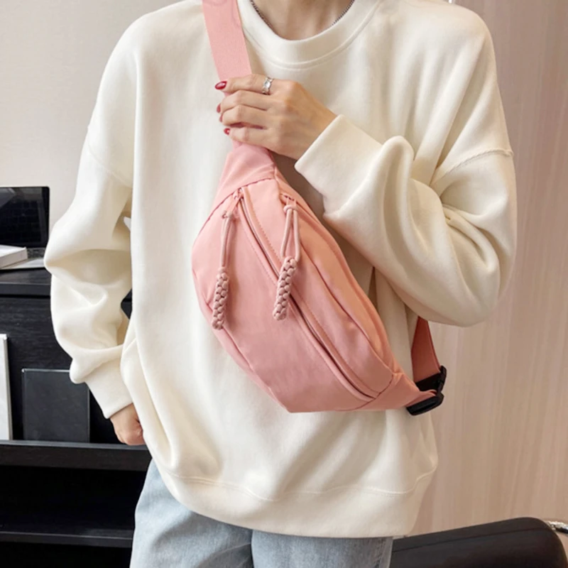 Chest Bag Banana bag for Women Sling Crossbody Waist Pack Canvas Running Waist Bag Casual Fanny Packs Sport Half Moon Belt Bag