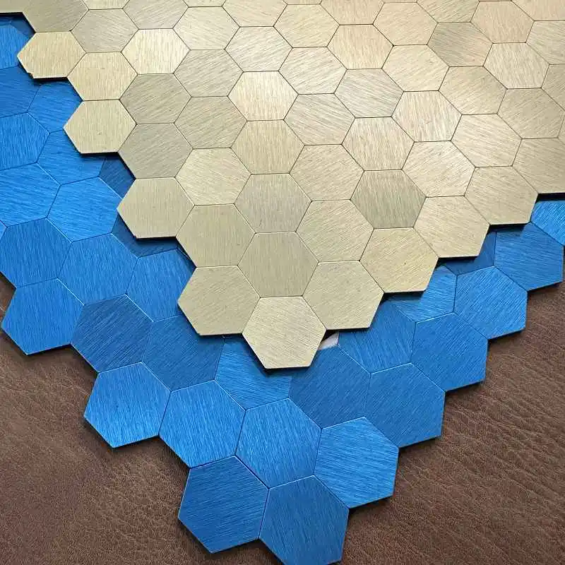 

4pcs/lot Mosaic Wall Tile Peel And Stick Self Adhesive Waterproof Aluminum composite hexagon Kitchen Bath Tile Backsplash 17