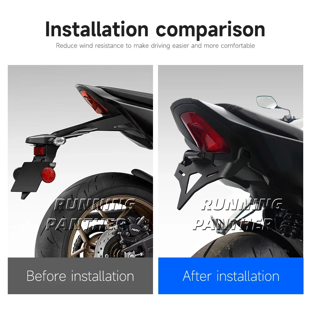 

Motorcycle License Plate Holder Tailstock Bracket LED Light Rear Short Tail Stock Tidy For Honda CB 650 R CB 650R CB650R 2024-UP