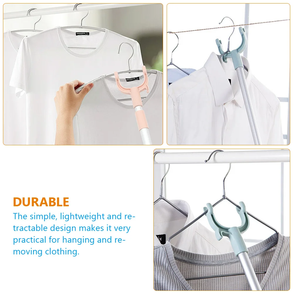 Telescópico Roupas Rack Gancho, Cabide, Heavy Duty Pólo, Varal, Longo Ganchos, Pp, 2 Pcs