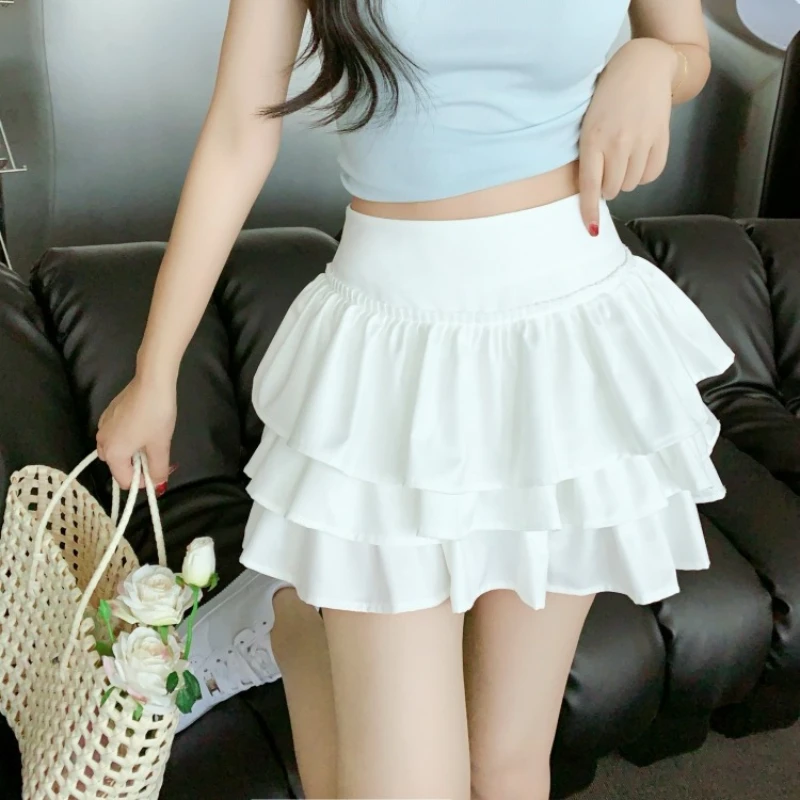 Seoulish Elegante Vrouwen Taart Rokken 2023 Nieuwe Lente Zomer Hoge Taille Ruches A-lijn Zwarte Korte Baljurk Rokken Vrouwelijke