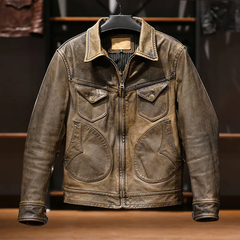 RL-H1 leia descrição! Tamanho asiático super qualidade superior genuíno japão cavalo couro clássico durável horsehide elegante jaqueta