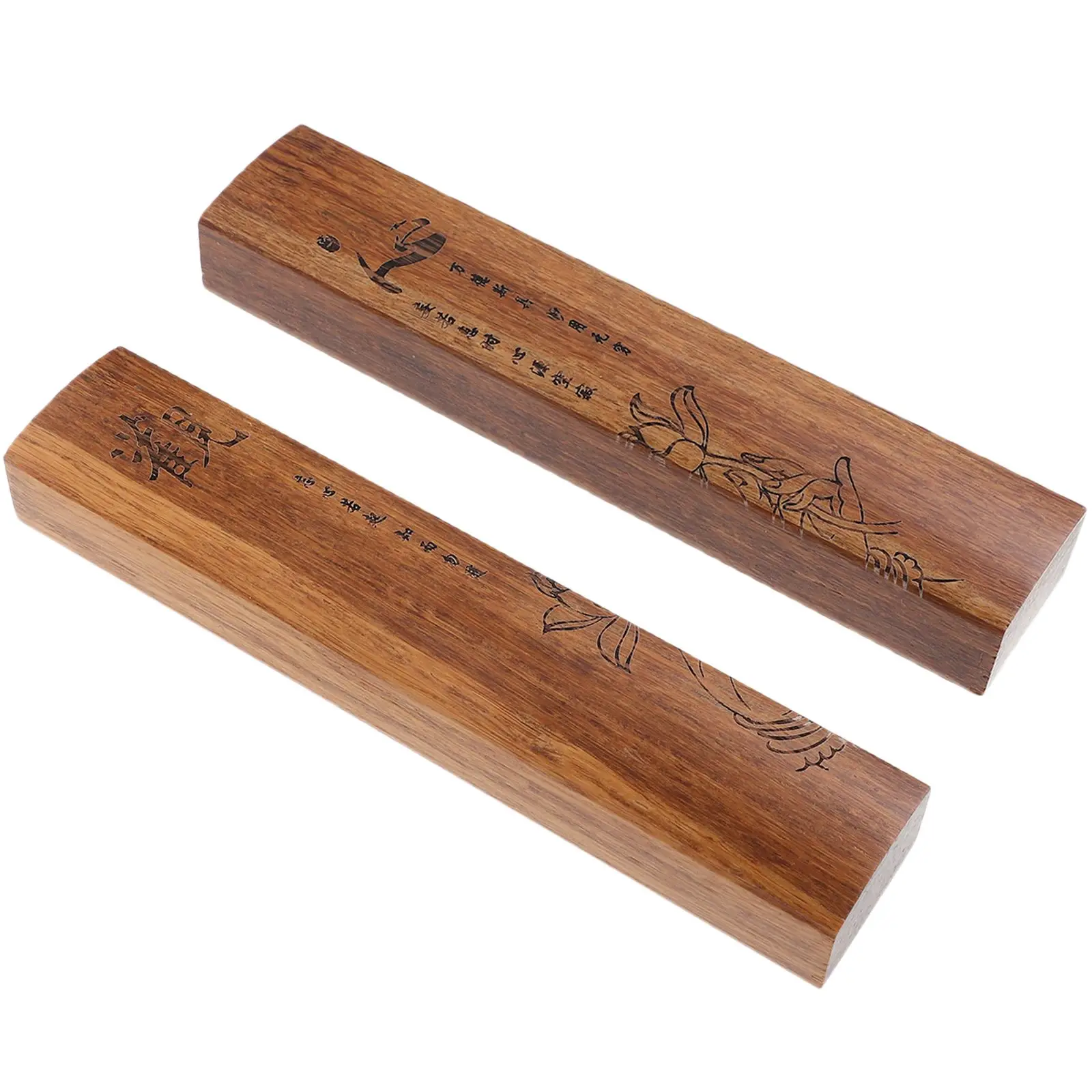 2 Pcs Wooden Ruler Painting Writing Paperweights Chinese Calligraphy Tools Student