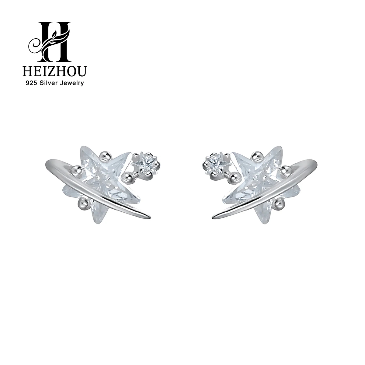 925 Sterling Silver Zircon Star Orbit Earrings Studs for Womens Designer Earring Jewelry