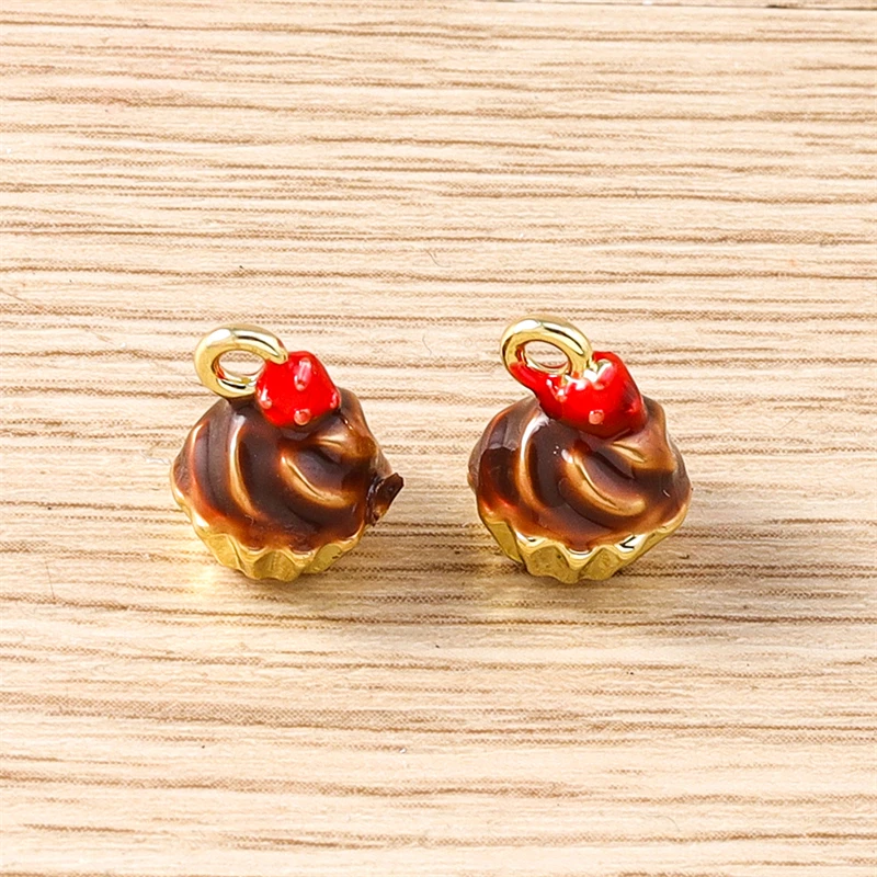 5 Stück Mix süße Lebensmittel Charms Legierung Kuchen Kaffeetasse Brot Charms Anhänger für Schmuckherstellung Tropfen Ohrringe Halsketten DIY Handwerk Geschenk – Detail 6