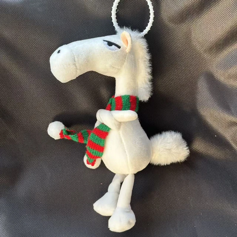 

20 см 2026Year of the Horse талисман крутая черная лошадь плюшевая кукла милая сумка-подвеска игрушка