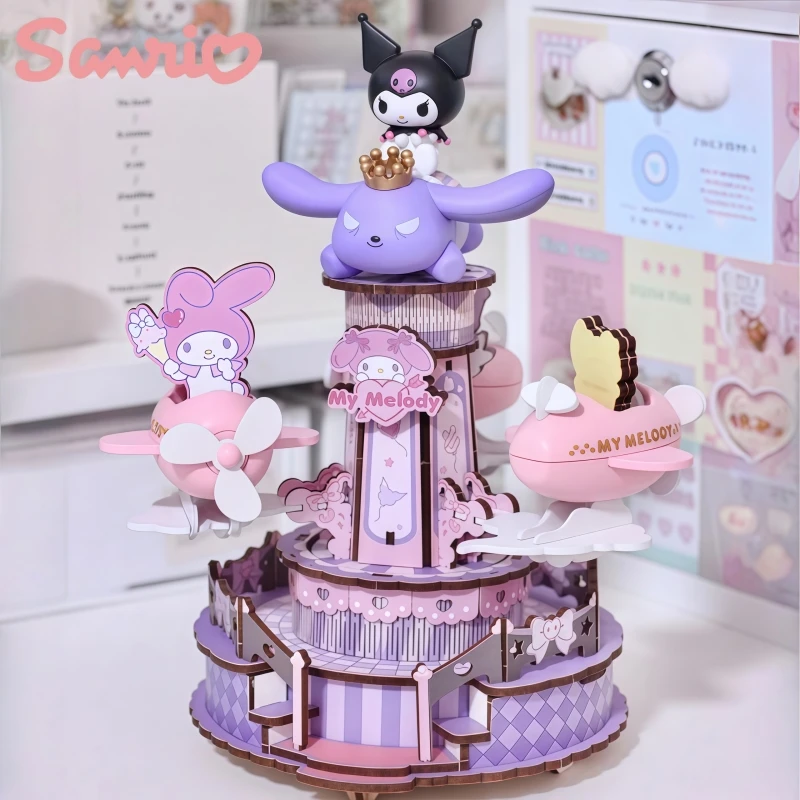

Строительный блок Sanrio, семейный парк мечты, музыкальная шкатулка Kuromi, Cinnamoroll, выбор, деревянная игрушка для сращивания лошади, модель, украшения, подарок