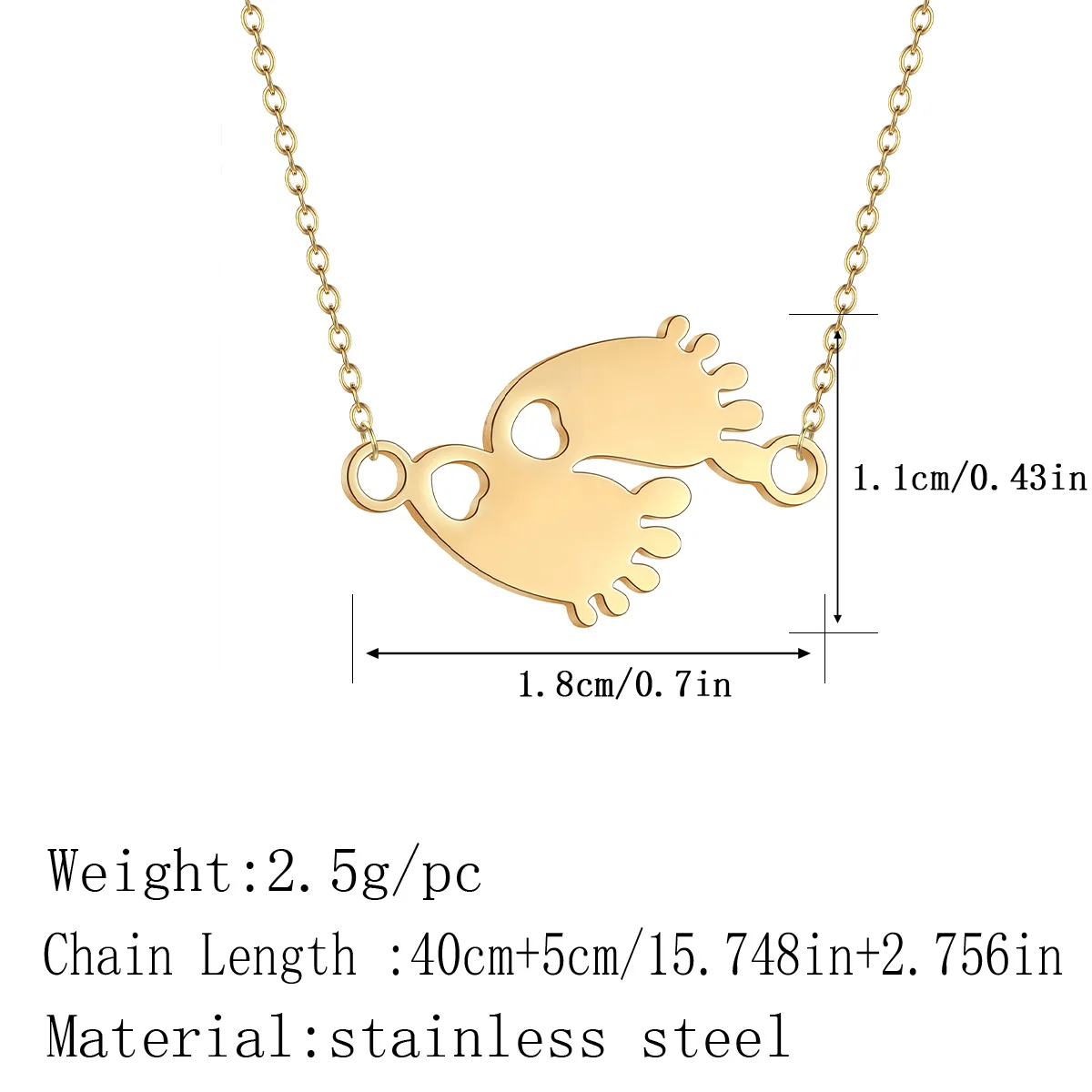 Kinitial Stainless Steel Necklaces Cartoon Footprints Kids Pendants Necklace Women Men Jewelry Chain Choker Necklace