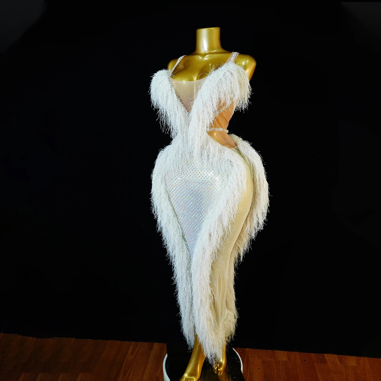Abito Lungo di Lusso Bianco co - Sexy Mesh Sheer Bodycon Dress recensione e prezzo
