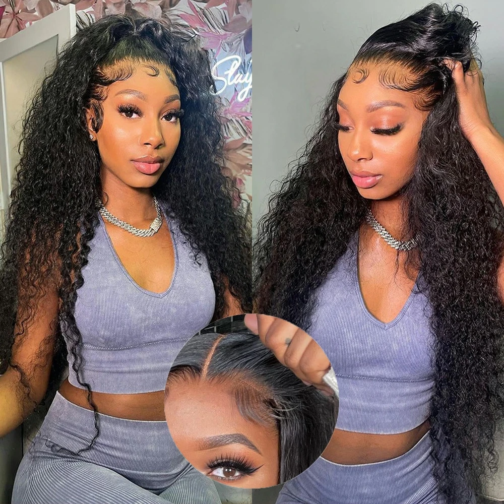 Deep Wave Ready to Wear HD Transparent Lace frontal Wigs Human Hair for Women Curly 6x4 5x5 Brazilian Glueless Lace closure Wigs