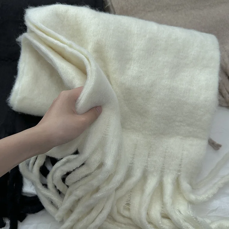 Winter Scarf for Women Cashmere Warm Solid Pashmina Blanket Wraps Female Thick Soft Bufanda Big Tassel Shawl Long Poncho Echarpe