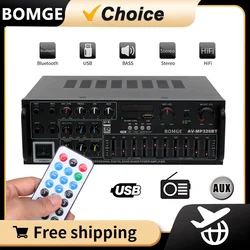 BOMGE 326 Audio Amplifier for Car Home Bluetooth Power Amplifiers 2 Channel Bluetooth Surround Sound FM USB Remote Control