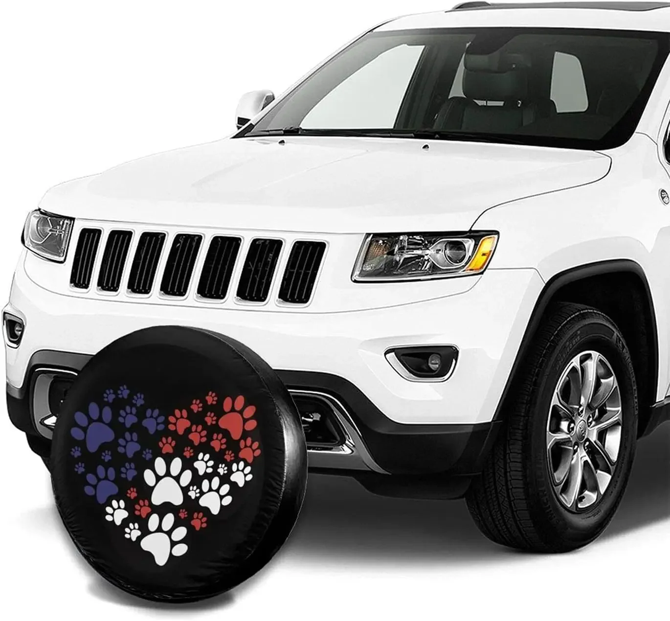 Cat Dog Paw Heart Prints Spare Tire Cover for Camper RV SUV Trailer Truck and Many Vehicle Universal Fit Wheel Covers Waterproof