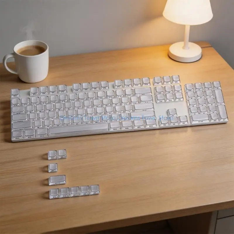 114Key OEM Height Side Engraved White Keycaps Set For Customs RGBs Mechanical Keyboards With Enhances Light Diffusions