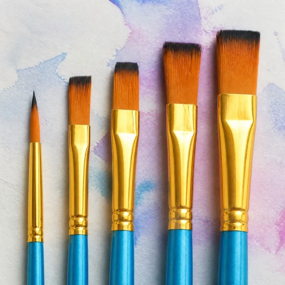 10Pcs Artist Paint Brush Set Soft Nylon Hair Lightweight Handle Paint Brush Set Hold Paint Well Comfortable Grip