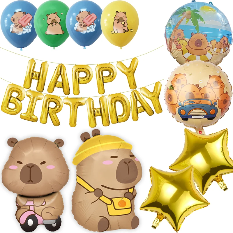 Capybara Balloons Foil Balloon Cartoon Animal Happy Birthday Decoration Latex Balloon Party Favors Party Supplies Gifts Toys