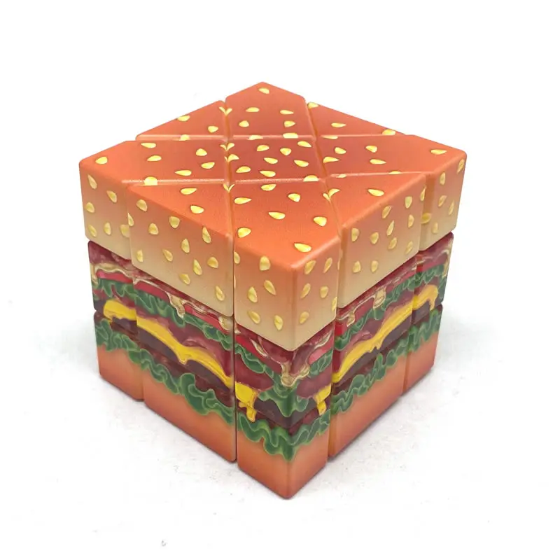 Yummy Golden Cheese Hamburger Fisher Magic Cube Calvin's Puzzles Speed Twisty Puzzle Brain Teasers Educational Toys